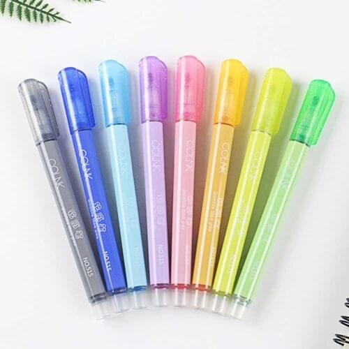 8pcs/1set Colorful Double Line Pen Highlighter Fluorescent Marker Candy Color Student Multicolor Hand Note Pen For School Poster