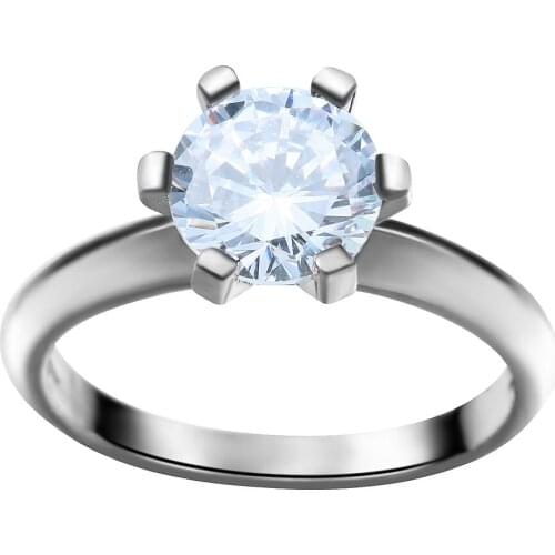 Hainon New Romantic Simple Black Gold Color Finger Rings Jewelry For Women 6 claws Round Clear Zircon Crystal Ring Distribution