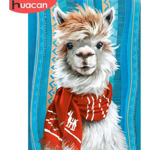 HUACAN Diamond Painting Animal Full Square Round Craft Kit 5D DIY Diamond Embroidery Alpaca Art Rhinestone Childrens Room Decor