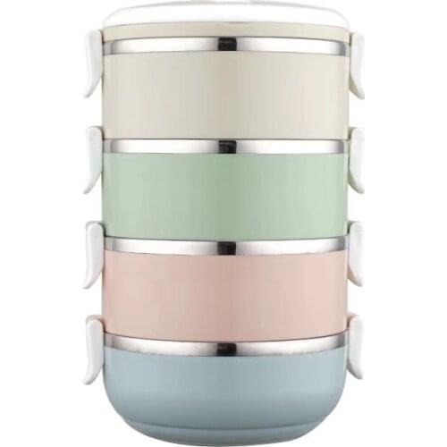 Insulated Bucket 304 Stainless Steel Double-Layer Multi-Layer Insulated Lunch Box Student Lunch Sealed Crisper Customized Logo