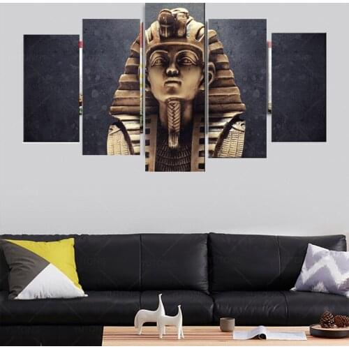 Pictures Canvas Wall Art Decor Painting Egyptian 5 Pieces Pharaoh Poster Portrait For Living Room HD Printed Photo Framed