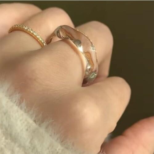 Transparent Water Flow Ring For Women Smooth Trendy INS Glass Finger Rings Creative Jewelry Cute Birthday Gift To Friend Anillos