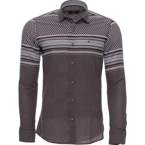Brown Diamond Patterned Shirt