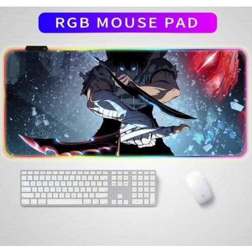 RGB Solo Leveling Mouse Pad Anime Gaming Accessories Carpet PC Gamer Completo Computer LED Keyboard Desk Mat CS GO LOL Mousepad
