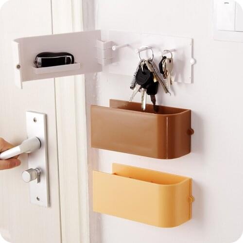 Creative plastic Self-adhesive key holder With magnets over door hook storage box key organizer storage rack home decor