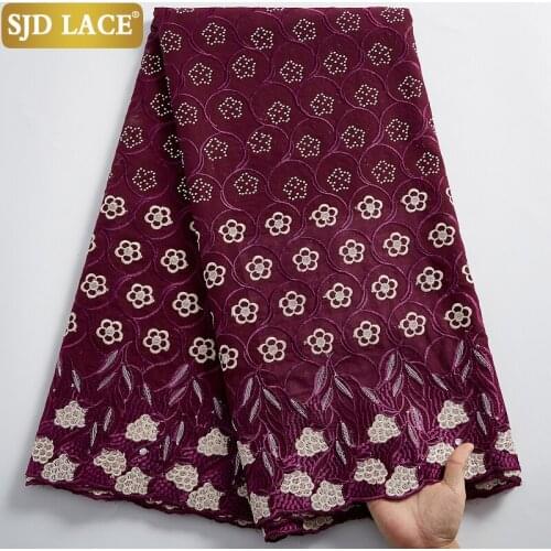 SJD LACE African Lace Fabric High Quality Lace 2021 Swiss Voile Lace Fabric Embroidered Cotton Lace For Wedding Party Sew A2429