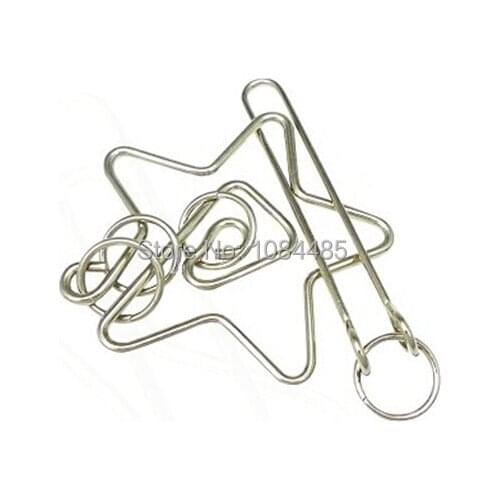 Star-shaped IQ Test Magic Metal Wire Puzzle Brain Teaser Game for Adults Children Primary Level