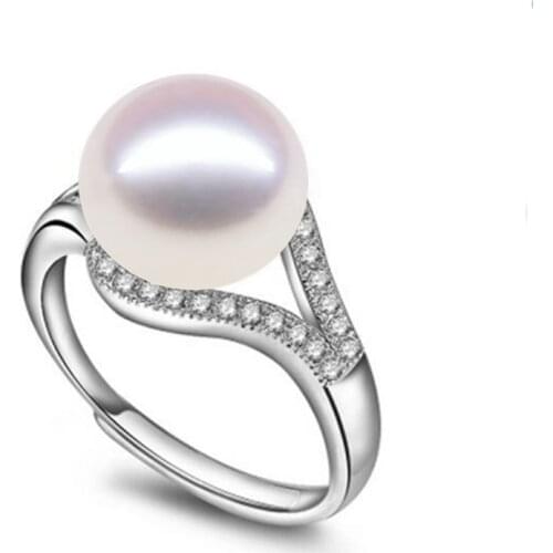 Trendy Pearl Jewelry Luxury Ring 100% Genuine Real Natural Freshwater Pearl Adjustable rings for women Gift With Box