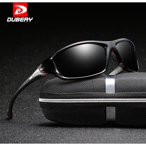 DUBERY Polarized Night Vision Sunglasses Mens Driving Sun Glasses Men Square Sport Brand Luxury Mirror Shades Oculos Zipper Box