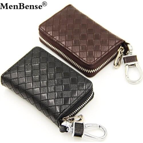 Menbense Men Women Zipper Wallet Male Car Key Bag Holder Keychain PU Leather Wallets Coin Change Pocket Handbag Keys Purse