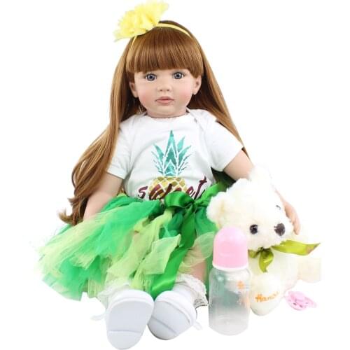 60 CM Soft Silicone Reborn Baby Doll Toy Lifelike Vinyl Toddler Princess With Cloth Body Alive Bebe Dress Up Girl Birthday Gift