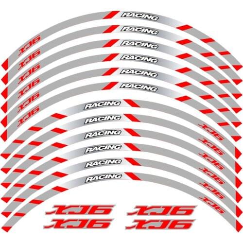 Motorcycle front and rear wheels Edge Outer Rim Sticker Reflective Stripe Wheel Decals For YAMAHA XJ6