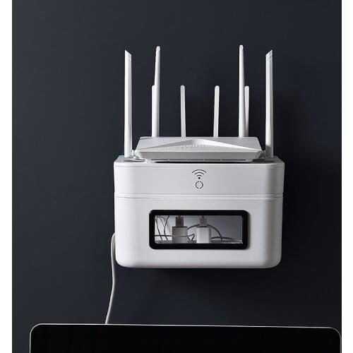 Wifi Router Storage Box Wall Mounted TV Data Wire Power Socket Organizer Drawer Type Rack
