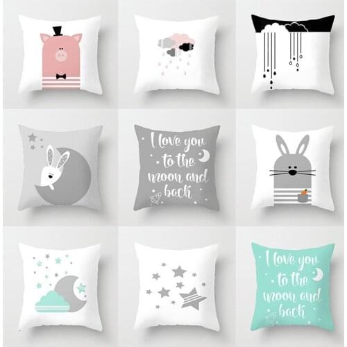 Kids Room Polyester Blend Pillow Cover Cartoon Print Pattern Cushion Cover for Living Room Decoration Pillow Cases 45*45