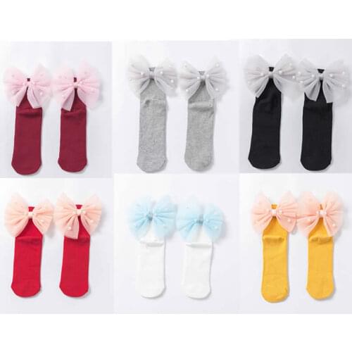 1-8 Years Old Baby Socks New Cotton Socks Princess Socks Organza Butterfly Children Socks of The Girls Combed Cotton Pure Color