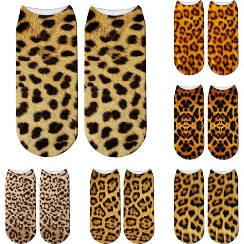 3D Animals Leopard Print Socks Animal Digital Printing Cute Cotton Socks Kawaii Unisex Children Women Low Ankle Socks