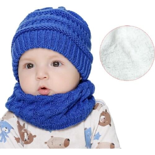 New 2pcs/set baby winter hat Keep Warm Hats & Scarf Knitted Crochet Beanies Hats for kids baby boys hat caps Unisex Beanies H242