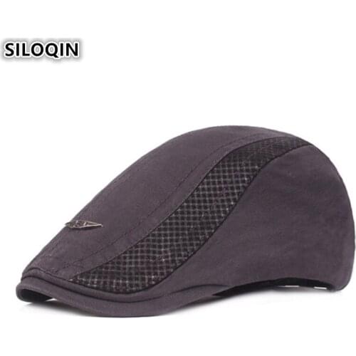 SILOQIN 2019 New Adult Mens Cotton Berets Sombrero Adjustable Size Simple Personality Hip Hop Cap British Young Men Dads Hat