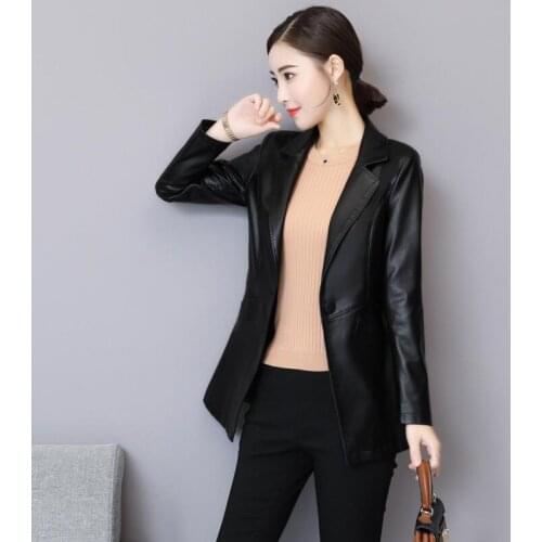 Plus Size 3XL 4XL Leather Blazers Women Leather Jacket Coat 2020 New Womens Jackets Outerwear Ladies Coats Female Leather Suit