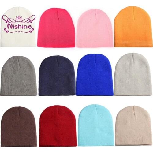 1 PCS 15*17 CM Solid Color Knitting Wool Infant Hat Autumn and Winter Warm Baby Girl Beanie Caps Children Headwear Birthday Gift