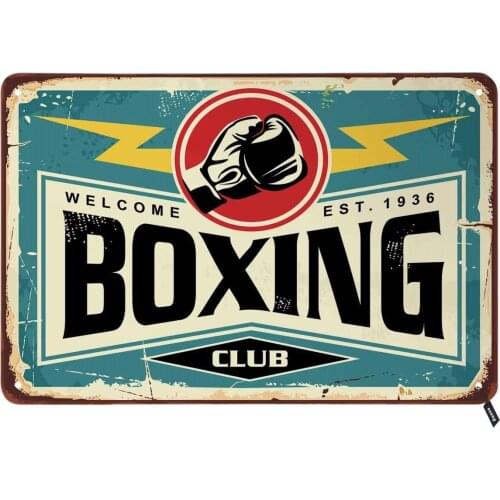 Boxing Club Tin Signs,Vintage Metal Tin Sign for Men Women,Wall Decor for Bars,Restaurants,Cafes Pubs,12x8 Inch
