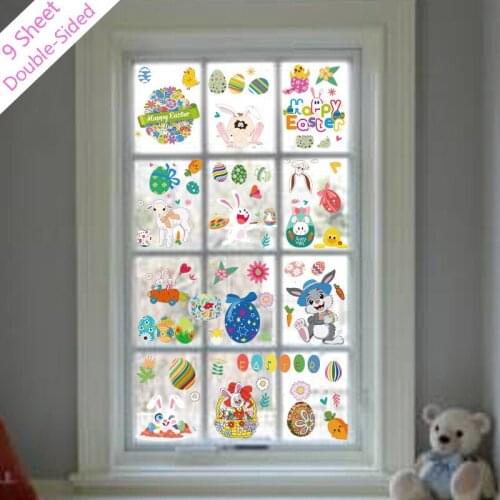 Easter bunny egg electrostatic window stickers window glass door stickers can be customized