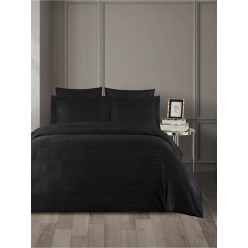 Luxury Striped Double Cotton Satin Duvet Cover Set Black High Quality постельное бельё housse de couette покрывало на кровать