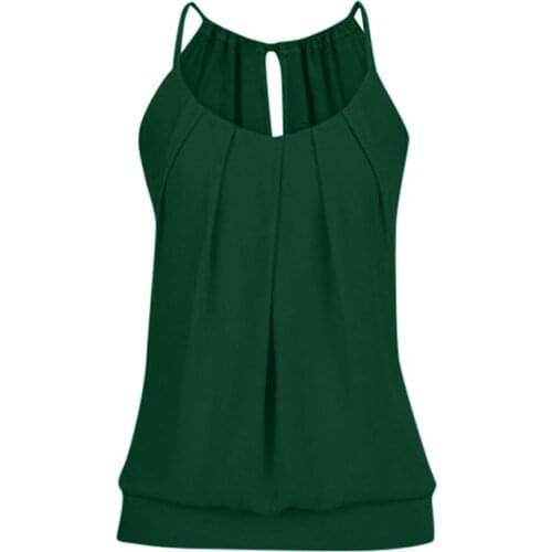 Sexy Female Sleeveless Solid O-Neck Tank Top Women Tops T shirt Loose Wrinkled Cropped Camis Tees camiseta tirantes mujer *50