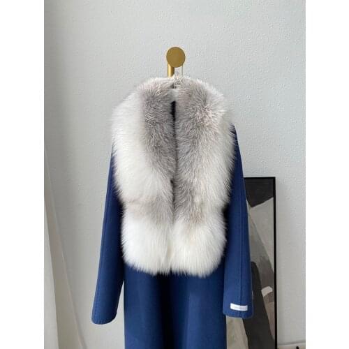 MS.MinShu Luxury Genuine Fox Fur Scarf Real Fox Skin Scarf Big Size Natural Fox Fur Shawl Winter Women Stole Free shipping