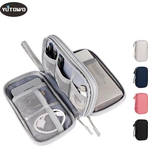 Storage Bag Cable Organizer Mobile Power Headphone Electronics Accessories Bag Cable Protector Case Double Layer Multi Function