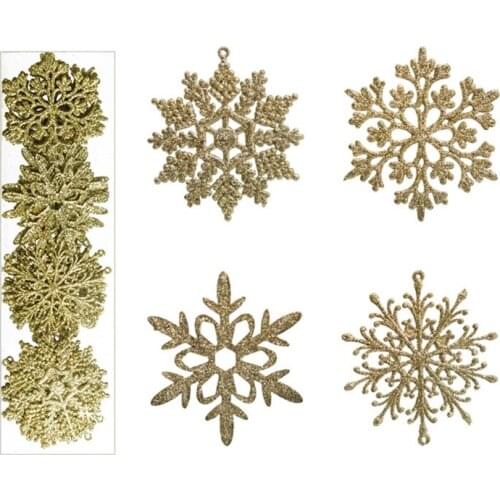 Christmas Ornaments Set Hanging Acrylic Crystal Clear Snowflakes Glitter Icicles D0AC