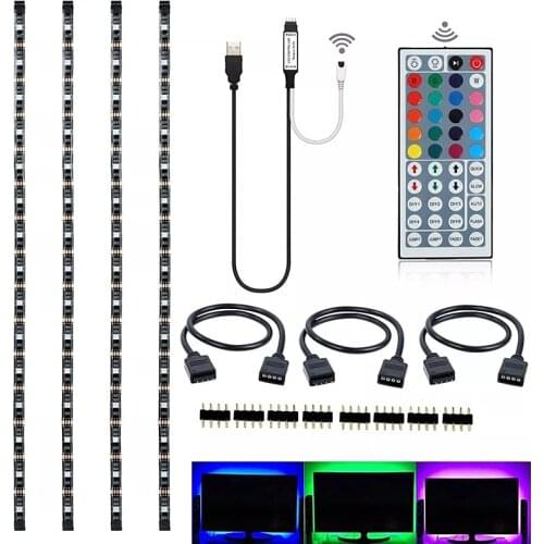 DC5V 4x50cm/2x50+2x100cm USB Cable Power LED strip light lamp SMD 5050 Christmas desk Decor lamp tape For TV Background Lighting