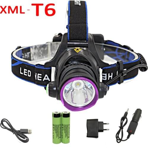 XM-L T6 LED Headlamp Headlight 1000LM Head Lamp Light Flashlight +2x 18650 Battery +Charger For Camping hiking
