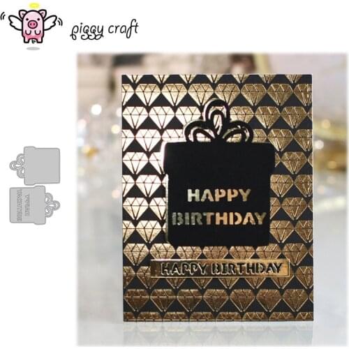 Piggy Craft metal cutting dies cut die mold Happy birthday gift box Scrapbook paper craft knife mould blade punch stencils dies