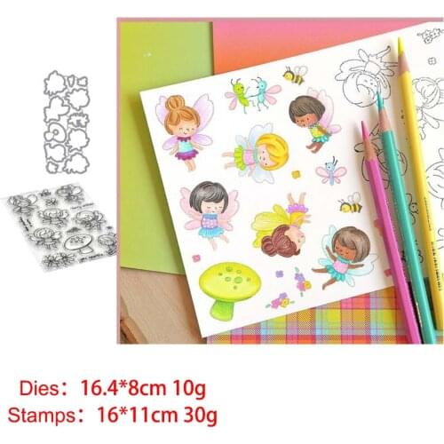Flower Fairy Elves 2021 New Seal Stamp with Cutting Dies Stencil DIY Scrapbooking Embossing Photo