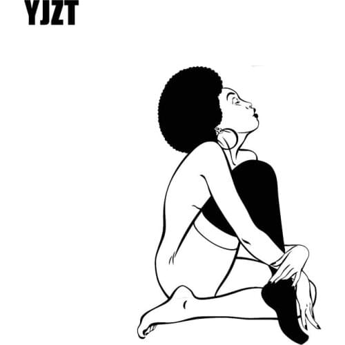 YJZT 10.4*15.6CM Sexy Girl Imaging Covering The Body Good Quality Black/Silver Fashion Design Vinyl Decals C20-0319