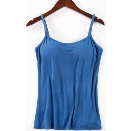 Sexy Modal Adjustable Strap Built In Padded Self Mold For Women Tank Tops Crop Top Shirt Drop shipping Hot Sale