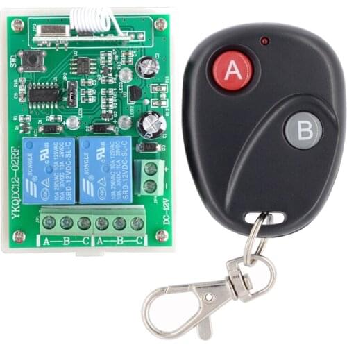 12V 2CH wireless remote control switch Receiver&Transmitter ON OFF Switch Learning code Toggle Momentary Latched 315/433MHZ