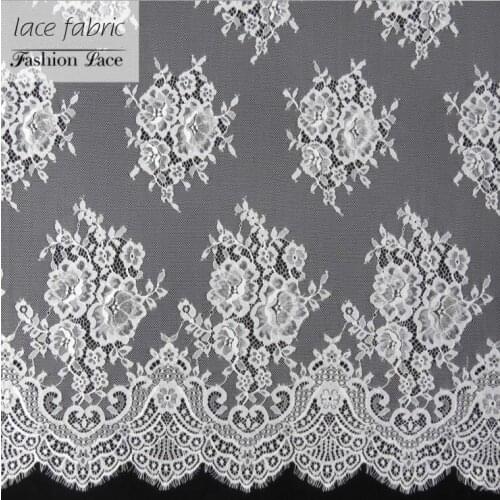 3M/Lot Exquisite France eyelashes lace fabric handmade DIY 150cm wide clothing wedding dress curtains accessories