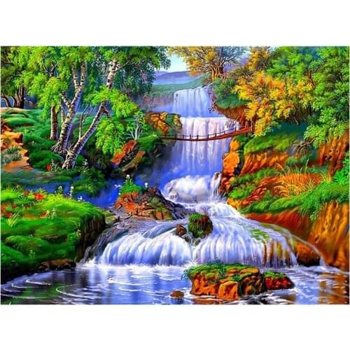 5D DIY Diamond Painting "Waterfall landscape " Embroidery Full Round Diamond Cross Stitch Rhinestone Mosaic Painting Decor