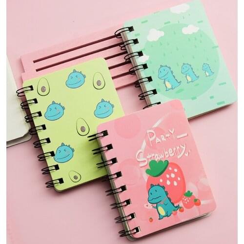 A7 Cartoon Dinosaur Coil Notebook Cute Flowers Portable Journal Notebook Mini Notepad Stationery