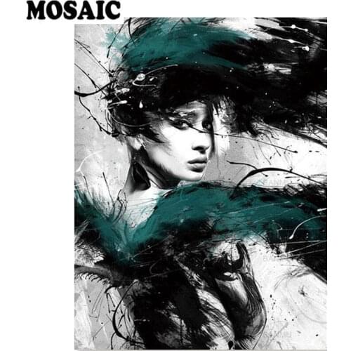 Custom photo 5d diy diamond painting mosaic abstract black woman 5d cross stitch full square diamond embroidery home decor