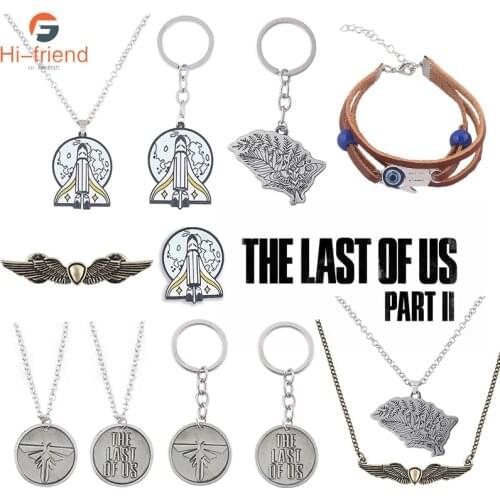 The Last Of Us 2 Keychain Firefly Logo Letter Dogtag Joel Ellie Bayonet Knife Weapon Model Key Holder for Men Car Keyring Gift