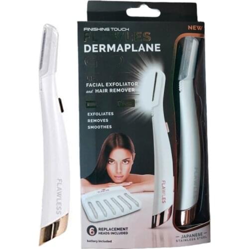 Dermaplane Glo Lighted Facial Razor with 6 Replacement Heads Face Hair Removal RXJC