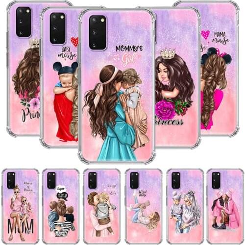 Airbag Case for Samsung S21 S20 FE S8 S9 S10 Plus Ultra Phone Galaxy Note 20 10 9 Plus Lite Coque Baby Mom Girl Queen