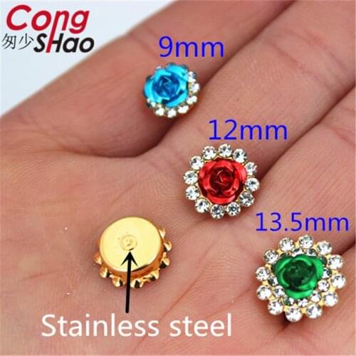 Cong Shao Rose Round crystals rhinestone trim With Metal Stainless steel Claws flatback sewing Glass For DIY Wedding dress WC511