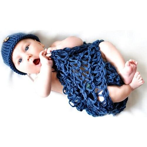 Baby Photo Props Newborn Bebe Girls Boys Soft Crochet Knitted Costume Hat Blanket Photo Photography Accessories 0-3 Months