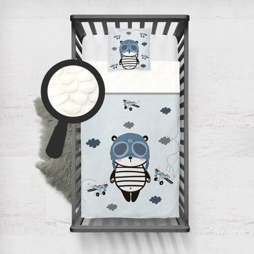 Kids Minky Blanket Super Soft and Warm Baby Blankets Children for Couch and Bed Blue Pilot Panda Model 1418