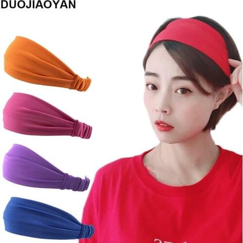 DUOJIAOYAN European and American fashion sports fitness hairband elastic knotted hair band yoga hair band face wash headband