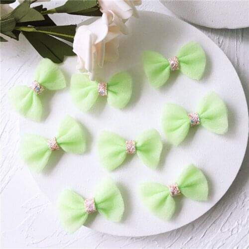 20pcs/lot 5*3 cm Chiffon bow tie Padded Patches Appliques For Clothes DIY Hair Decoration